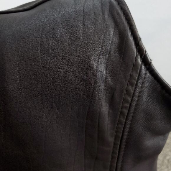 Vintage LIZ CLAIBORNE Lambskin Leather Chocolate Brown Moto  Zip Vest - Picture 9 of 11